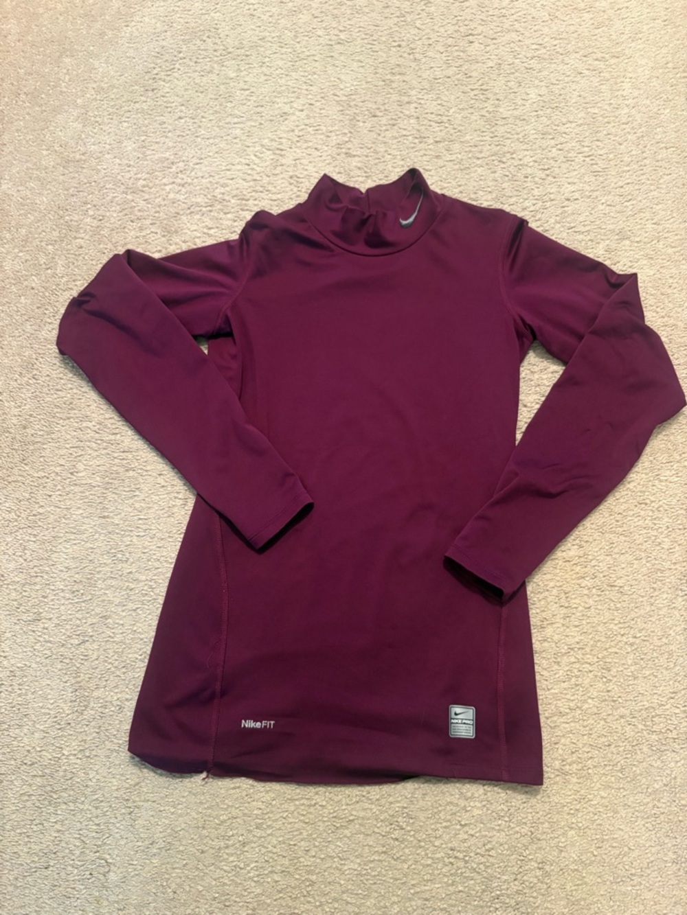 Nike Pro Dri-FIT Burgundy Long Sleeve Mock Neck Top – Women’s Size M